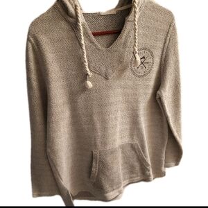 Grey Hooded Sweater with Emblem.